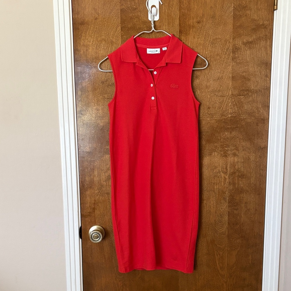 Lacoste Red Sleeveless Polo Dress